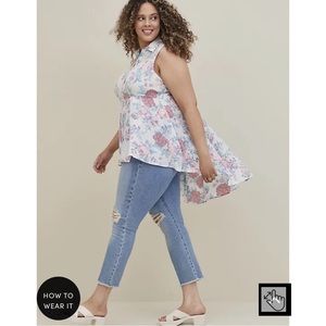 BABYDOLL POPLIN BUTTON-FRONT SHIRT